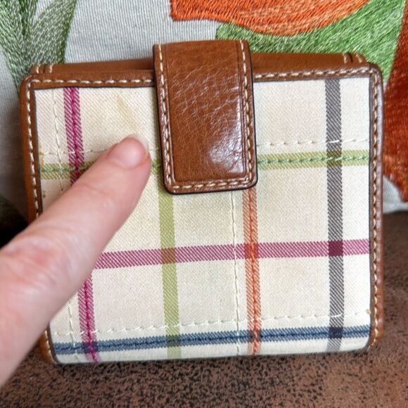 COACH BLEECKER TATTERSALL MULTICOLOR LEATHER BUCKLE FRENCH PURSE WALLET 40946 - Picture 7 of 17